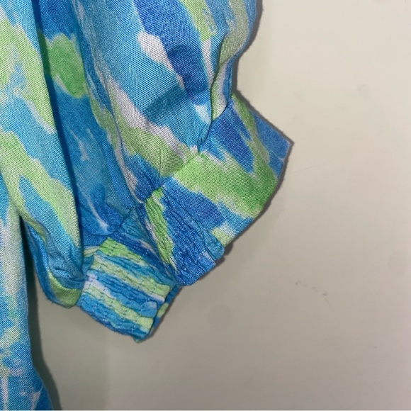 La Mer Luxe Size XS Blue And Green Printed Blouse In Excellent Condition - Picture 2 of 5